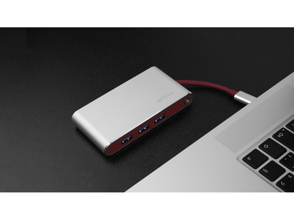 Хаб 8-в-1 Type-C «Hermes», USB 3.0 x 3, Type-C PD, HDMI, LAN, картридер